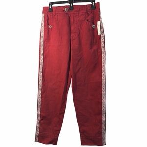 Anthropologie Burgundy Red Chinos with Aztec Patterned Side Detailing NWT Size 4